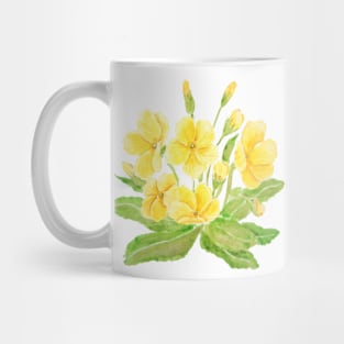 yellow Primula flowers  watercolor painting Mug